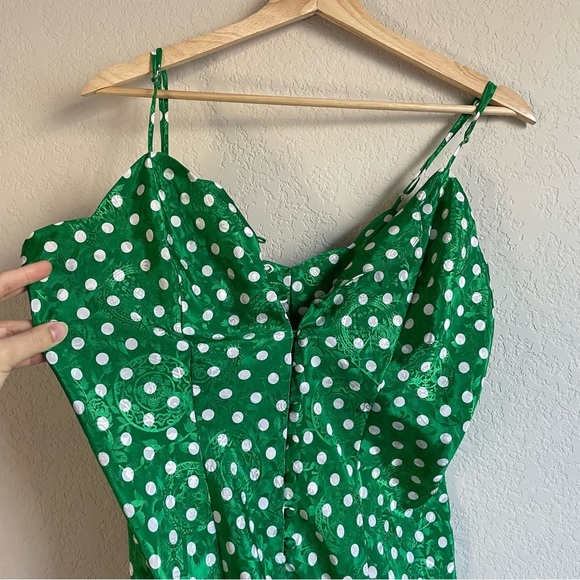 Vintage Victoria's Secret Gold Label Green Polkadot Slip Nightgown Medium - Picture 8 of 10